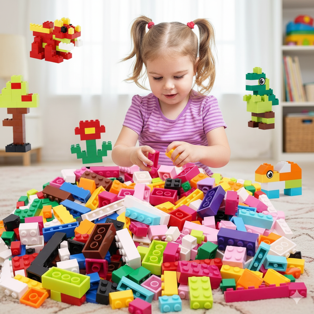 1000 Pieces DIY Creative Building Blocks Set – Classic City Bricks Educational Toy for Kids