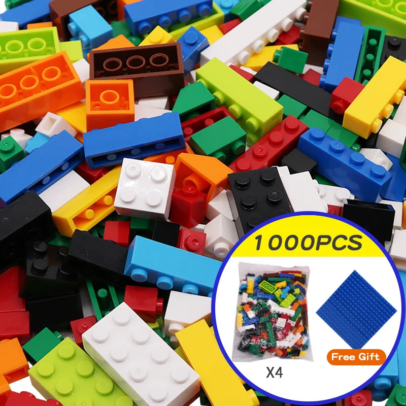 1000 Pieces DIY Creative Building Blocks Set – Classic City Bricks Educational Toy for Kids