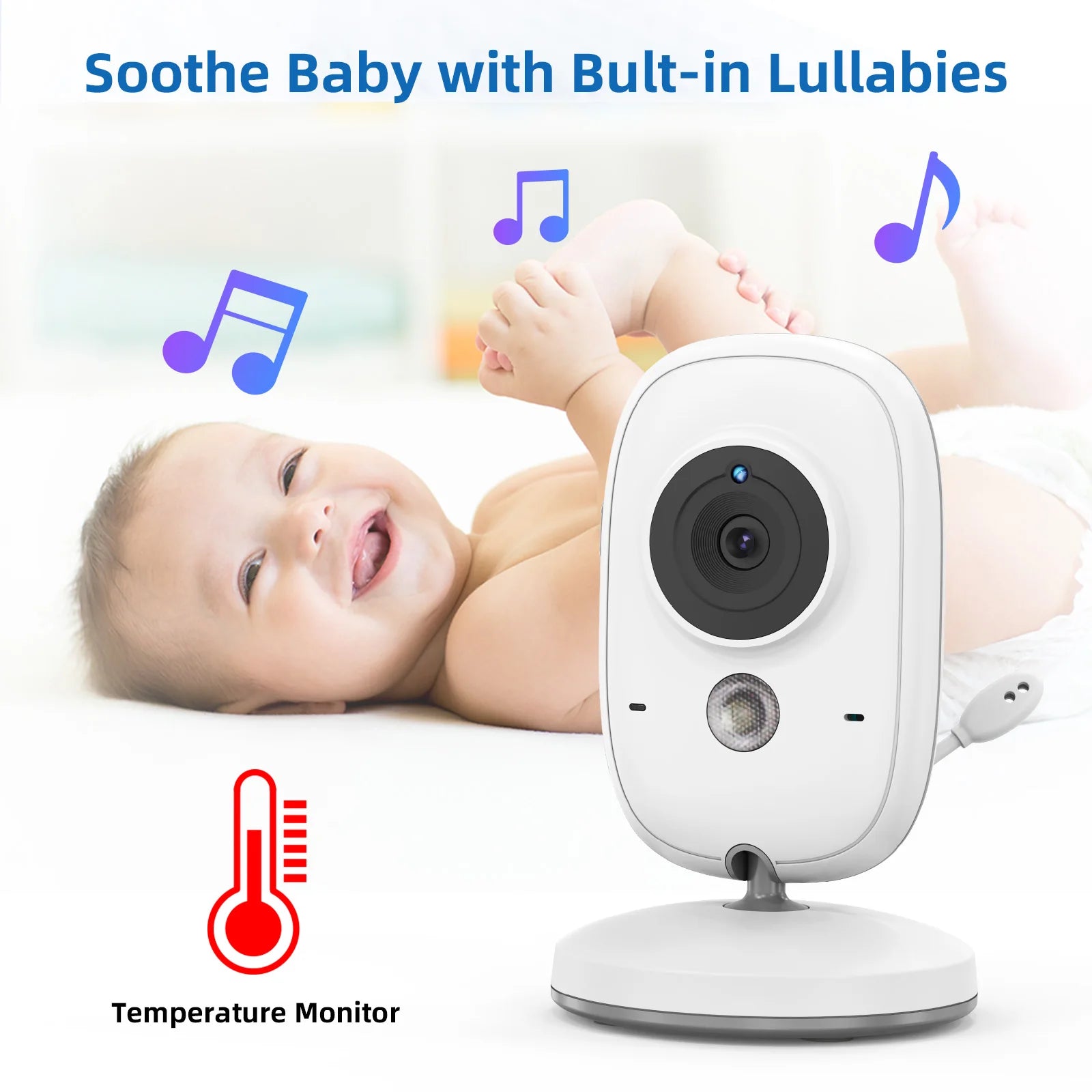 Smart Baby Monitor – 3.2” Display, Wireless Camera, Lullabies & Temperature Control