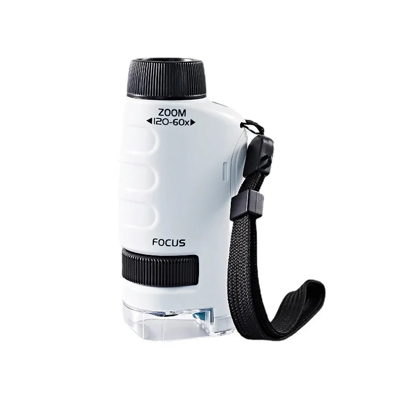 Pocket Microscope 60–120x with LED Light for Kids