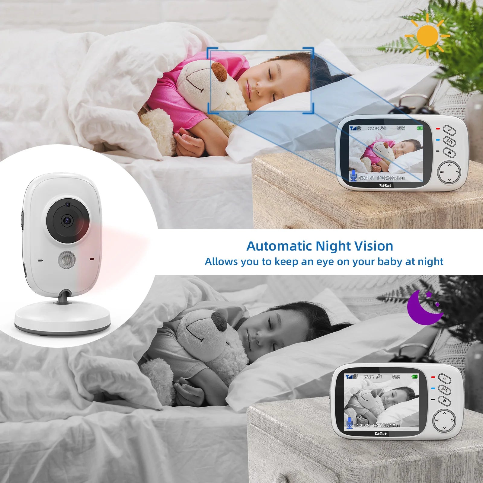 Smart Baby Monitor – 3.2” Display, Wireless Camera, Lullabies & Temperature Control