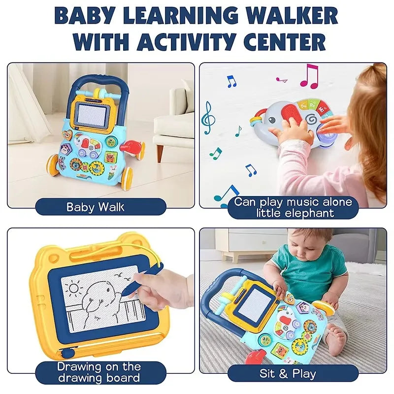 PANGDUBE Early Educational Baby Walker with Artboard Toy