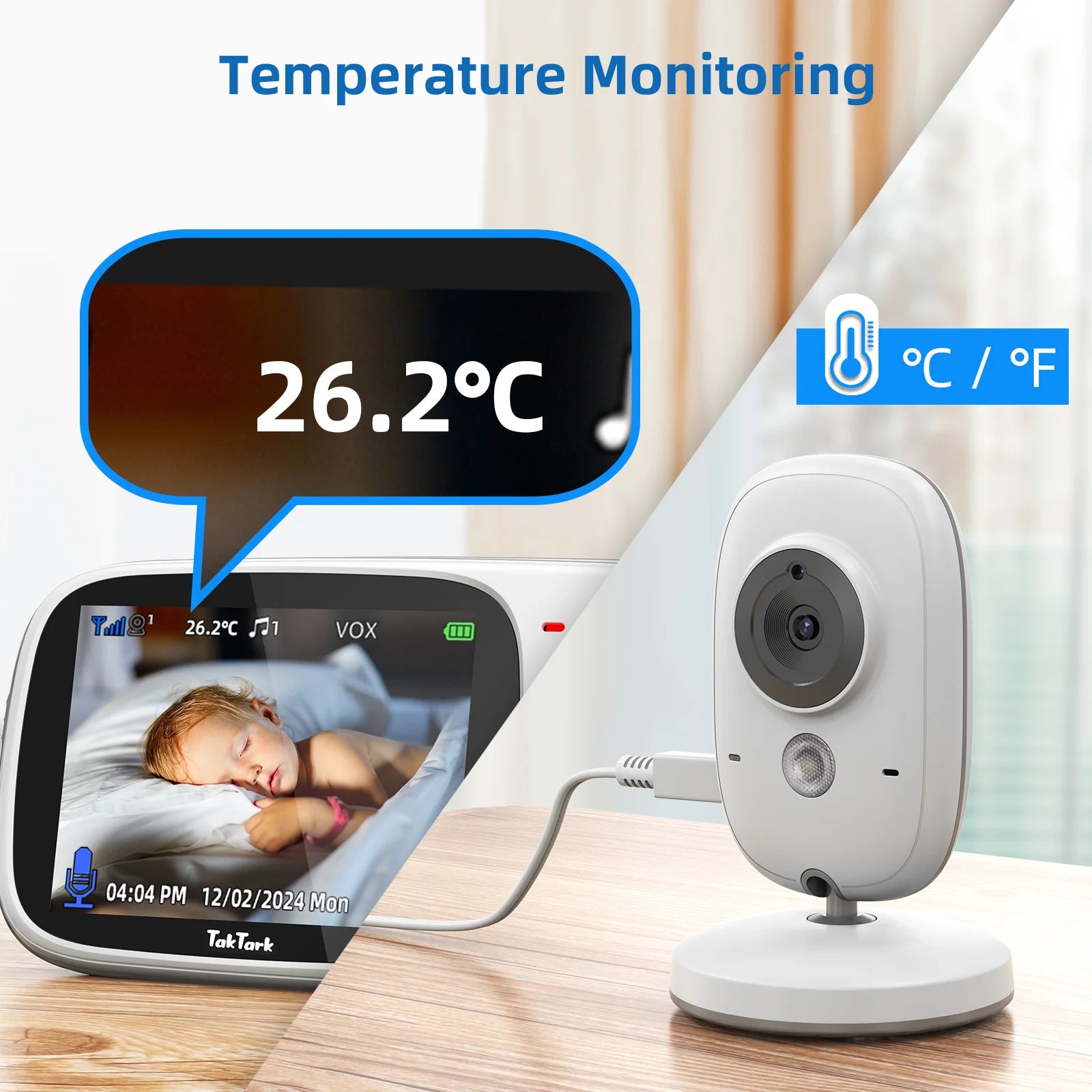 Smart Baby Monitor – 3.2” Display, Wireless Camera, Lullabies & Temperature Control